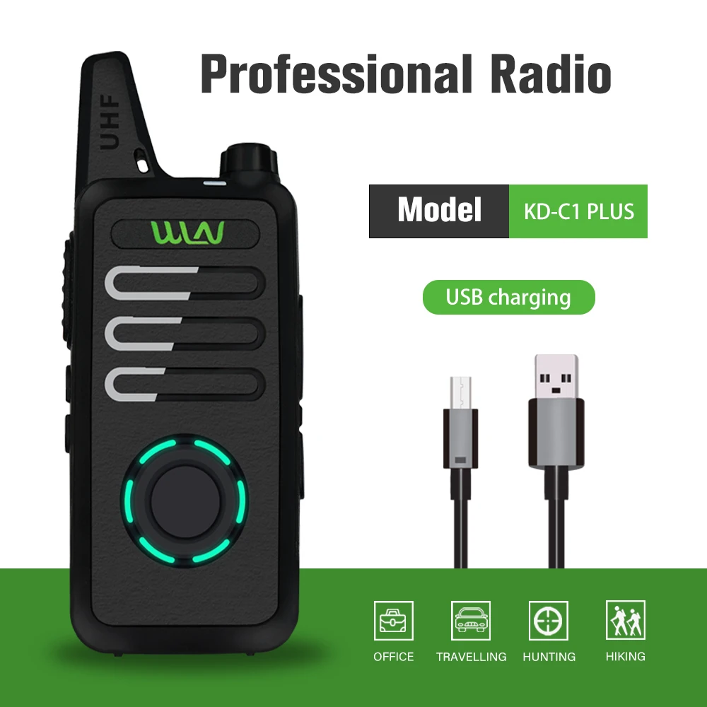 

WLN KD-C1 Plus Mini Walkie Talkie UHF 400-470 MHz Handheld Two Way Radio 16 Channels Communicator 5W KDC1 PLUS FM Transceiver