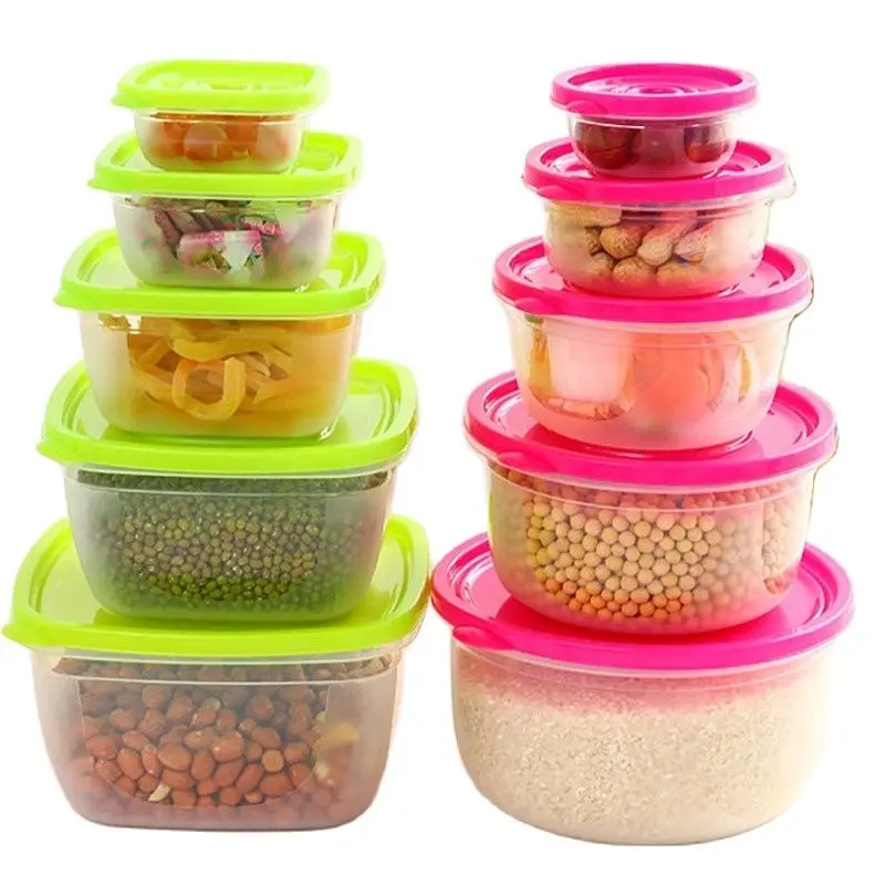 

5 Stuks Sets Plastic Lunchbox Draagbare Kom Voedsel Container Lunchbox Milieuvriendelijk Voedsel Opbergdozen Keuken Seal Doos