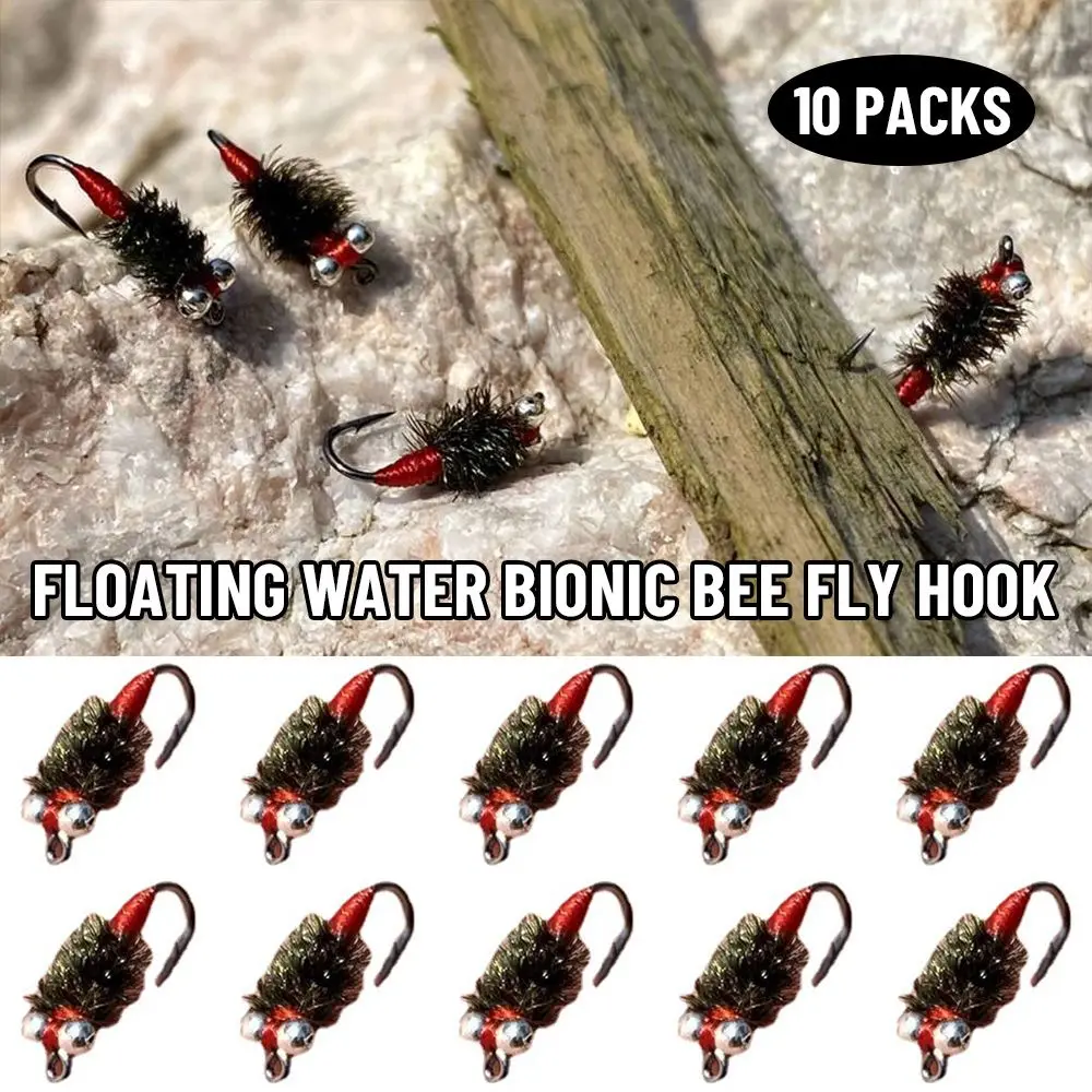 

10PCS New Treble Hooks Artificial Swimbaits Brown Caddis Woolly Worm Bionic Bait Fly Trout Fishing Lures