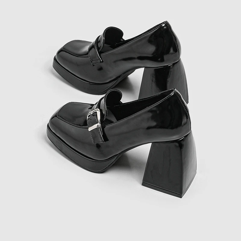 Platform High Heels Chunky Loafers Women 2023 Genuine Leather Mary Jane Pumps Japanese Jk Uniform Black Y2k Heeled Shoes Luxury
