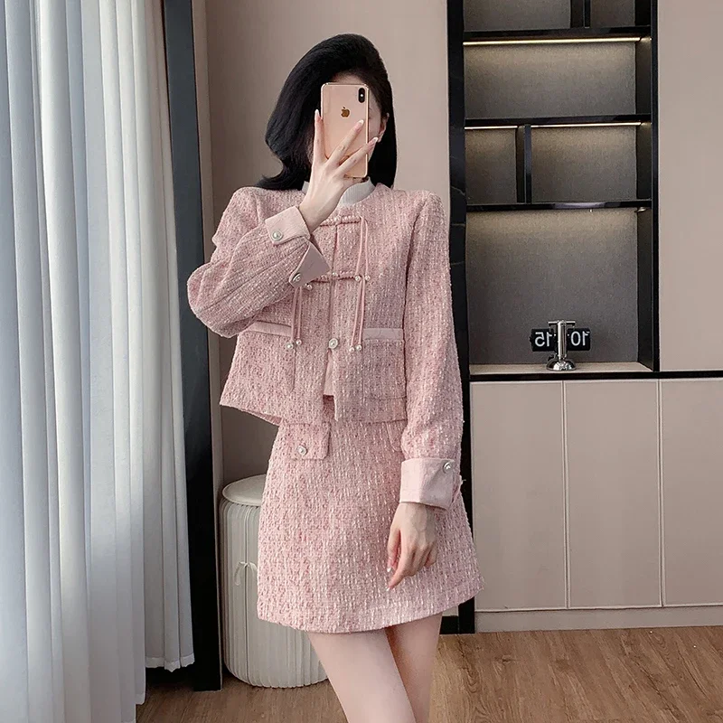 Real Shot 2024 осень-зима новый розовый нео-китайский стиль традиционная лягушка на