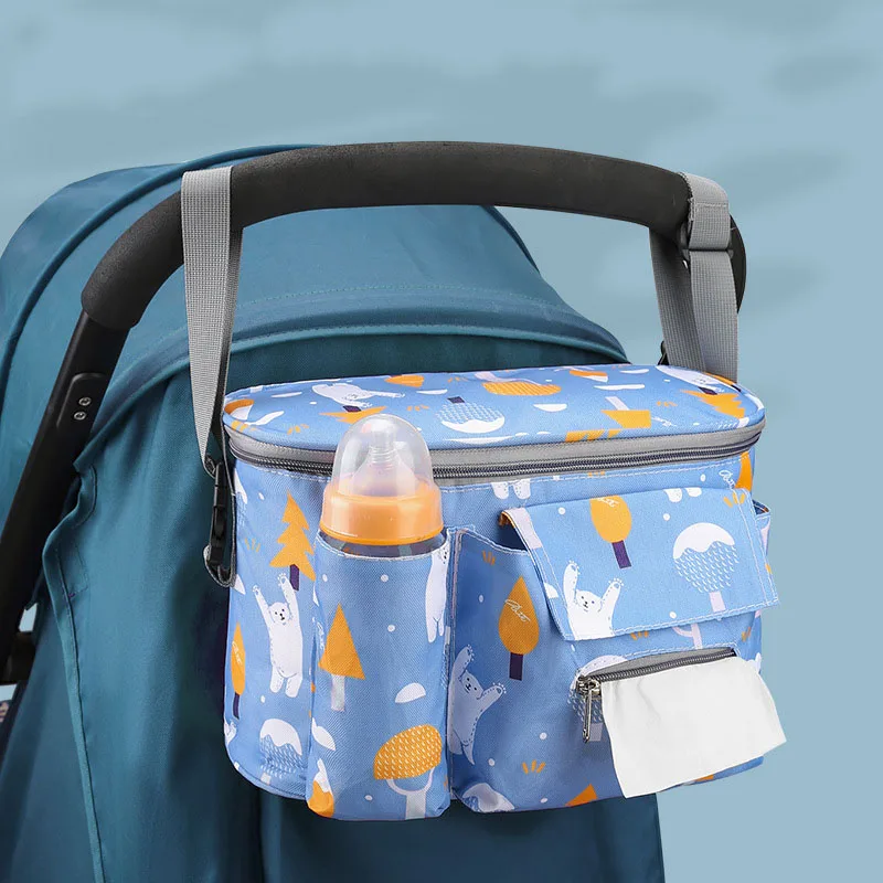 ZK30 Stroller Storage Bag Bottle Holder Stroller Bag Trolley Mummy Diaper Bag Large Capacity Stroller Travel Accessories