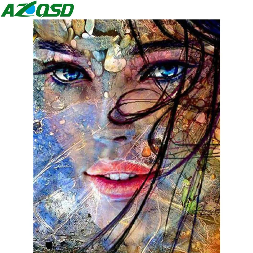 

AZQSD Painting By Numbers Woman Flower On Canvas Kits Picture By Numbers Handpainted Home Decor Drawing Framed 60x75cm Diy