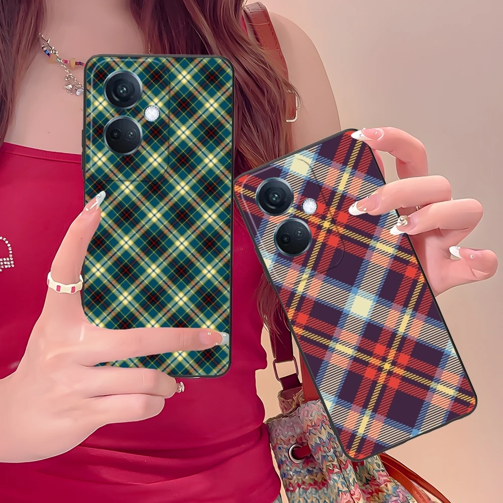 Lattice Grid Texture Mobile Cell Phone Case for OPPO Find X5 X3 X2 A93 Reno 8 7 Pro A74 A72 A53 Black Soft Cover Shell