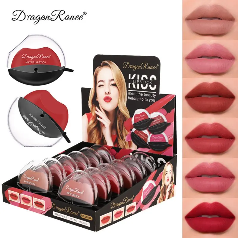 

12 Colors Lip Type Design Matte Finish Lipstick Smooth Non-stick Lightweight Portable Gift Easy to Use Sexy Makeup Maquiagem