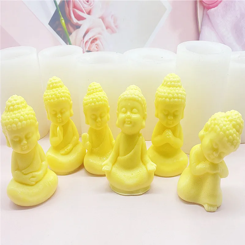 

6 Cute Monks In Different Shapes Candle Silicone Mold for Handmade Desktop Decoration Gypsum Resin Aromatherapy Candle Mould
