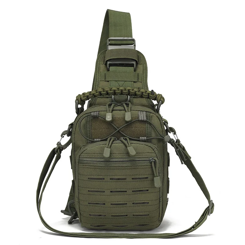 New in Single Shoulder Diagonal Straddle Outdoor Portable Riding Camouflage  Sports Small Chest Handbag Laser Punching Satchel