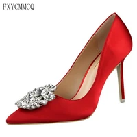 fxycmmcq korean version of rhinestone stiletto high heels sexy thin shallow mouth pointed pullover womens shoes 516 5