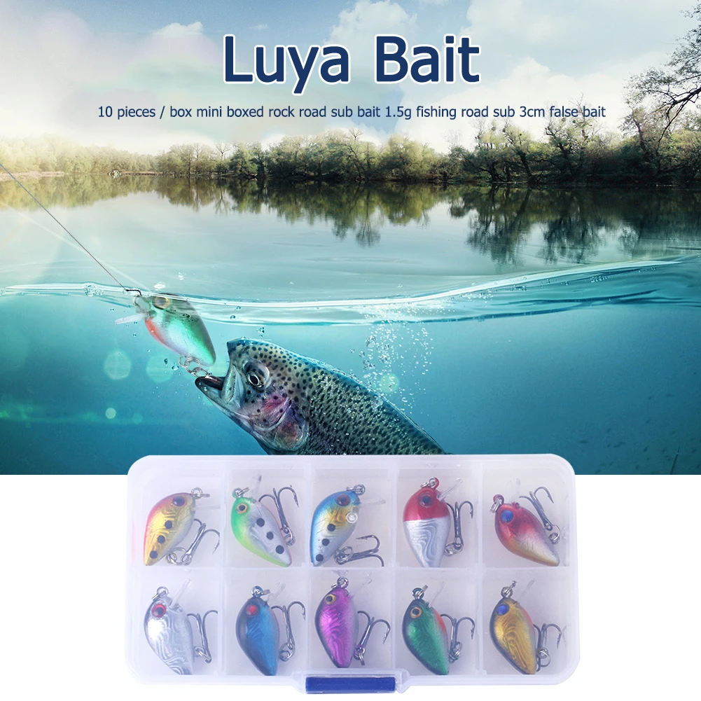 

10pcs3cm1.5g Plastic Bionic Crank Wobblers Fake Fishing Lures Hooks Artificial Crankbait with Storage Box Baits Fishing Tackle