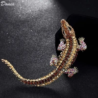 donia jewelry big size crocodile animal brooches bouquet for women men jewelry rhinestone brooch bags accessory broches
