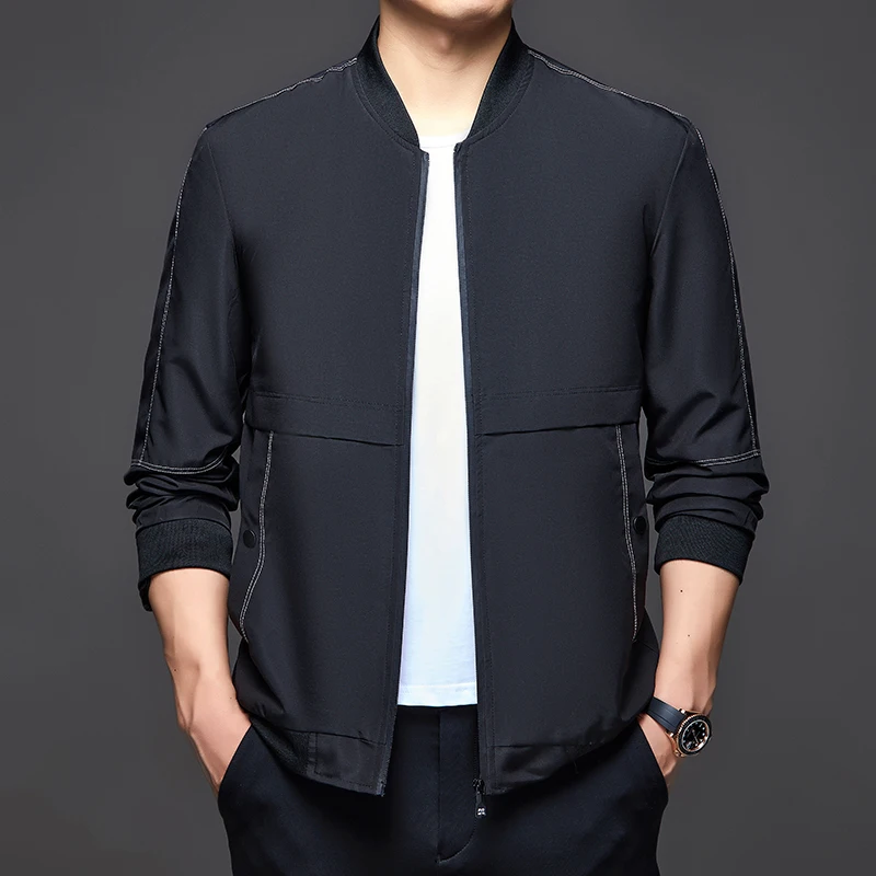 

Autumn New Baseball Collar Jacket Men's Young and Middle-Aged Business Casual Men's Clothing Fashion Thin Coat Large Size XL-7XL