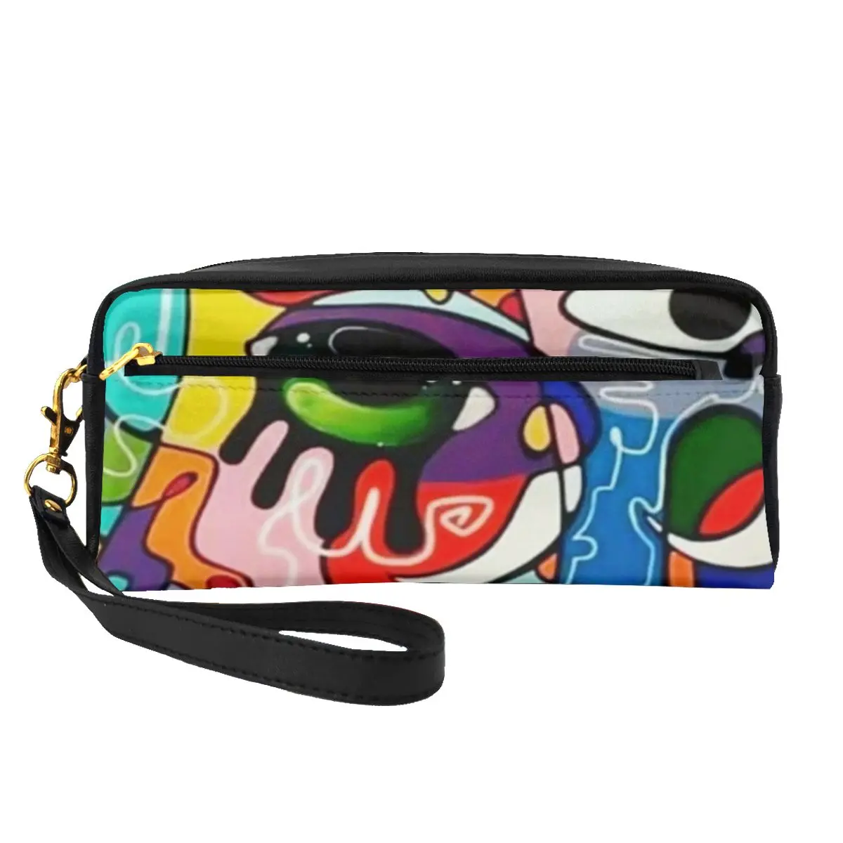 

Кожаные Органайзеры для хранения с забавными глазами, красочный дизайн глаз, граффити, женский косметичка, пакет для туалета, косметички