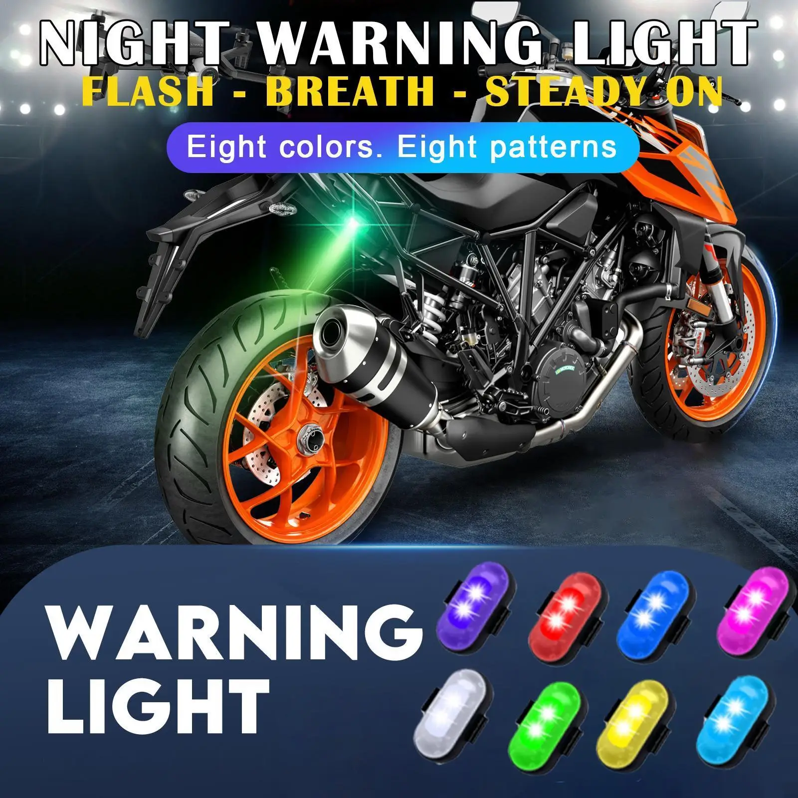 

8 Colors Motorcycle Anti-collision Signal Lights Aircraft Strobe Lights Bicycle Flashing Taillight Cool Mini LED Warning Light