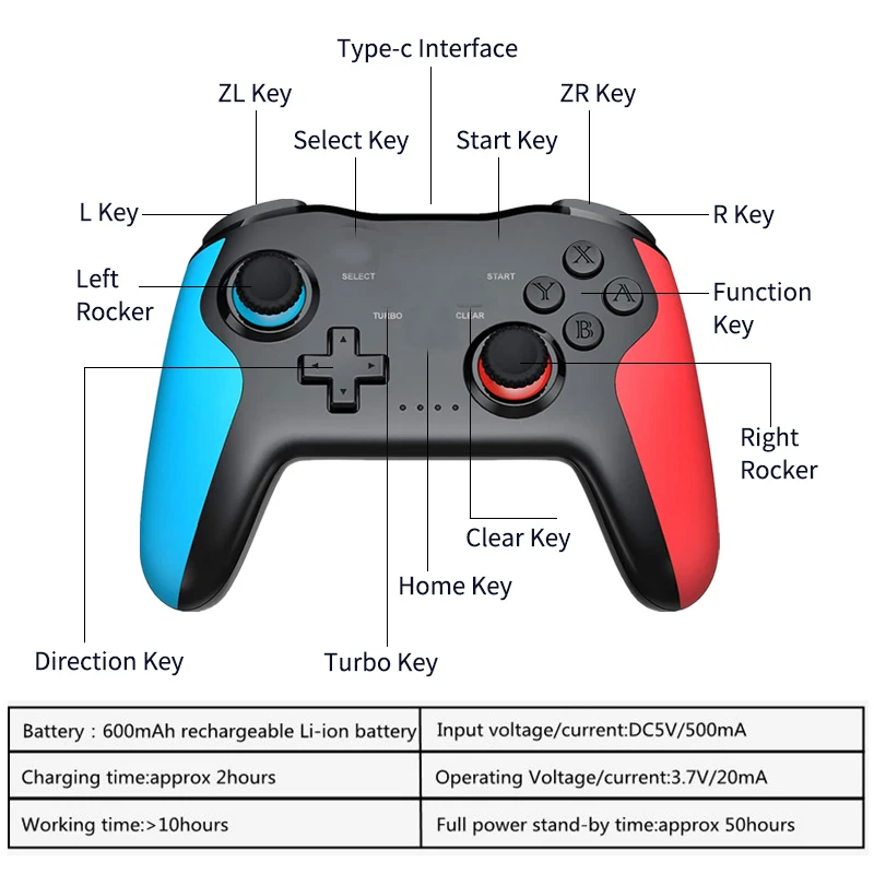 2PCS Bluetooth 2.4G Wireless Controller For Nintendo Switch Pro PC TV Box Smart Phone Tablet PS3 Tesla Shock Joystick Gamepad