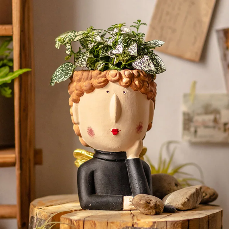 

Уникальная Оригинальная ваза с искусственным лицом, подвеска в скандинавском стиле, черная ваза, аксессуары для стола, декор комнаты
