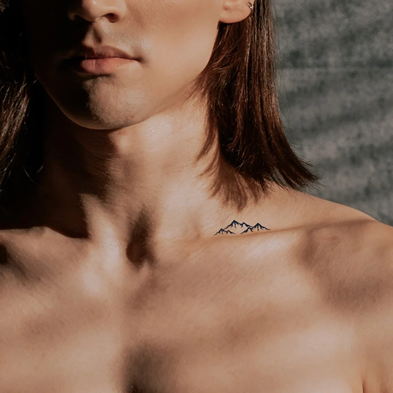 Временные татуировки с черным геометрическим пиком для женщин и мужчин