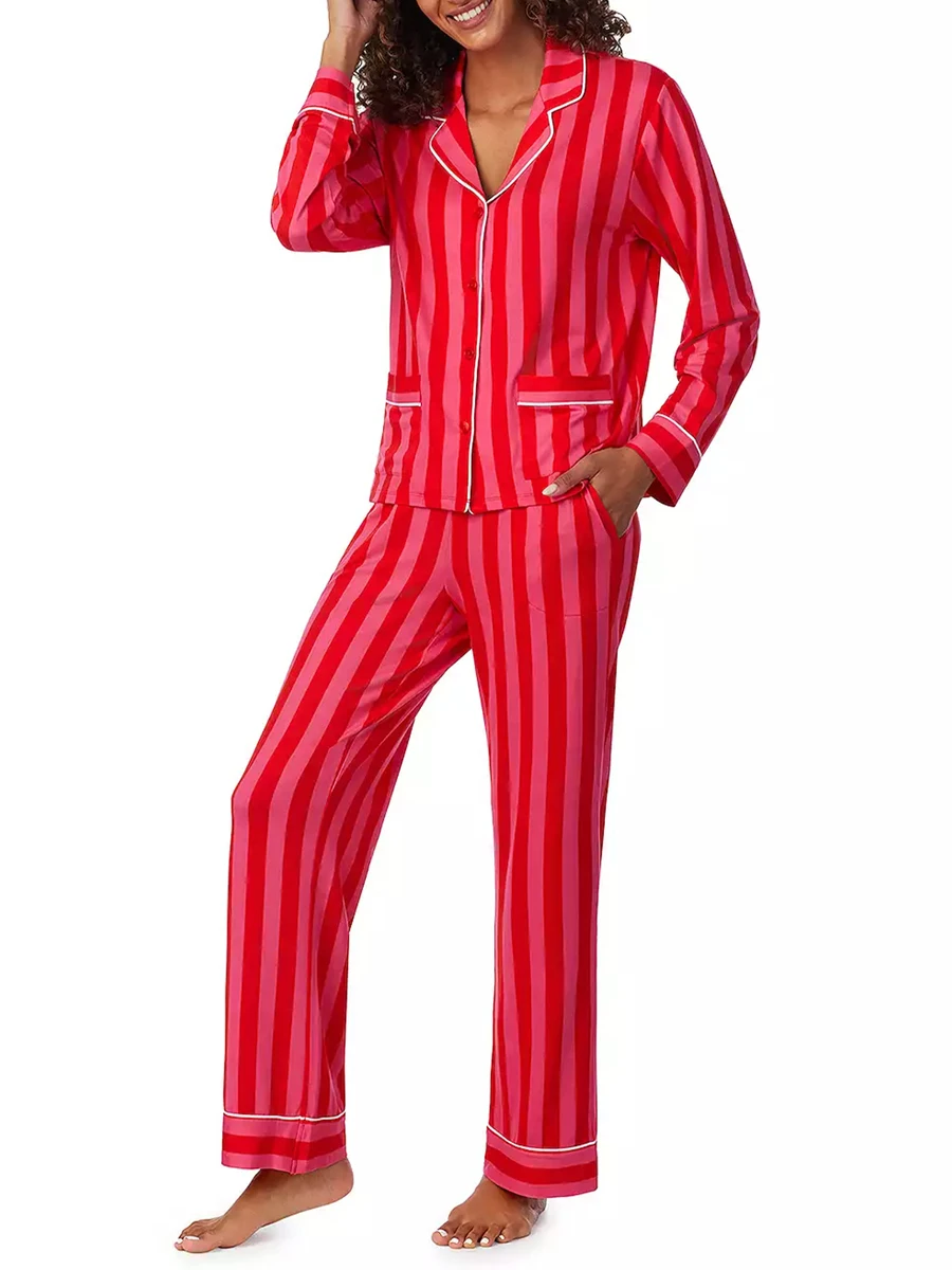 Пижамный комплект hirigin полоска полиэстер спандекс женский