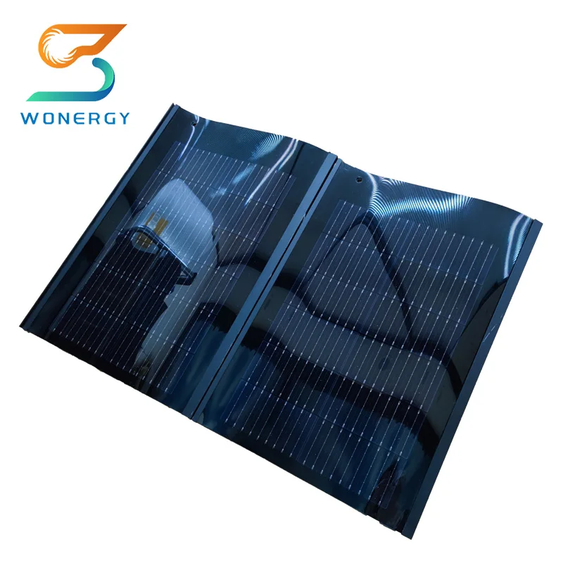 

Power Generates Energy 87W Thin Film Photovoltaic Solar Roof Tile Double Glass Panel BIPV Solar Roofing Sheets