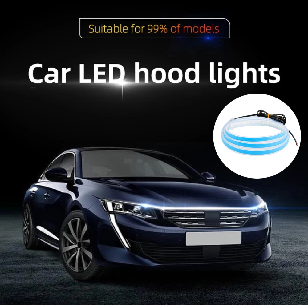 

Led Car Hood Lights Universal Headlight Strip Flexible Car Decorative Atmosphere Lamps DRL Auto Daytime Running Lights 12V