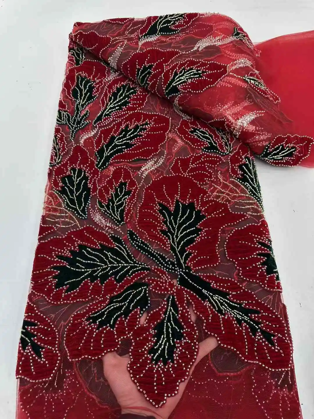 Бархатная кружевная ткань U_Ge5898 для свадебных платьев