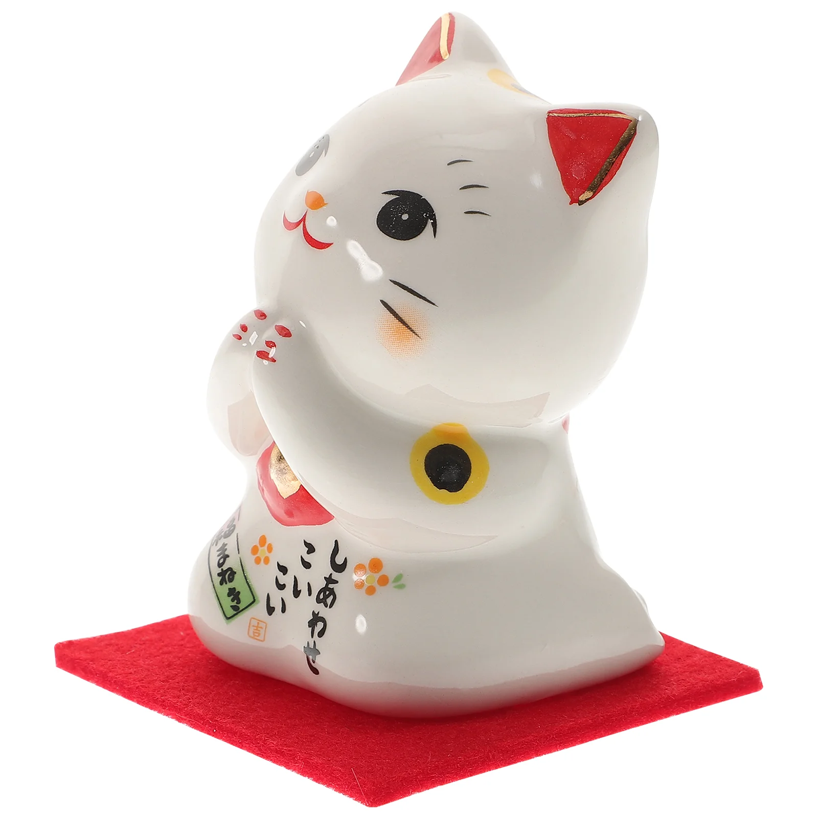 

Chinese Figurine House Ornaments Fortune Cat Decor Cat Desktop Statues Chinese Decor Lucky Cat Arm Swing Ceramic Decor