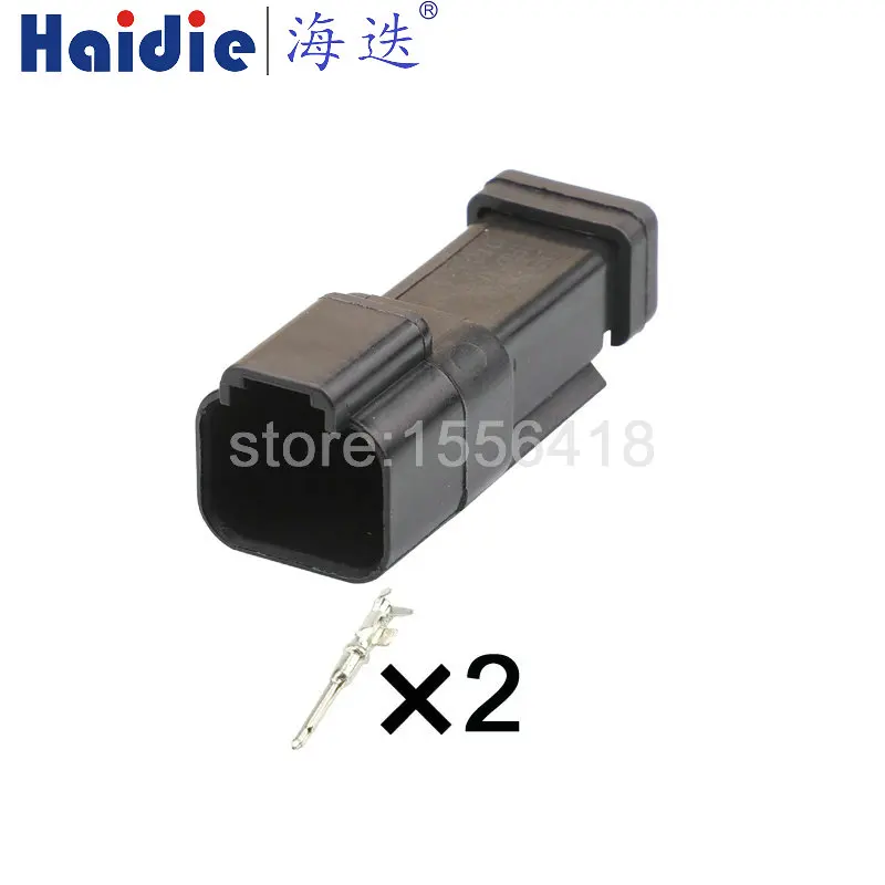 

1-100sets 2 Hole DT Series DT04-2P-E005 DT06-2S-E005 AT04-2P-EC01BLKWaterproof Black Colour Electrical Automotive Connector