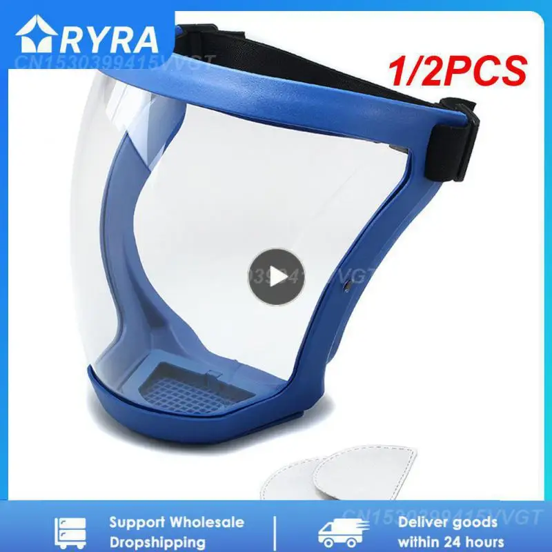 

1/2PCS Transparent Security protection Full Face Shield Kitchen Anti-splash Face Shield Anti-fog Safety Glasses Face Mask With