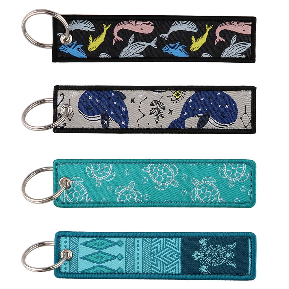 

1PCS Whales Key Tag Cute Sea Turtle Embroidery Jet Tag Cars Keychain Motorcycles Backpack Keyring Fashion Gift for Men Women