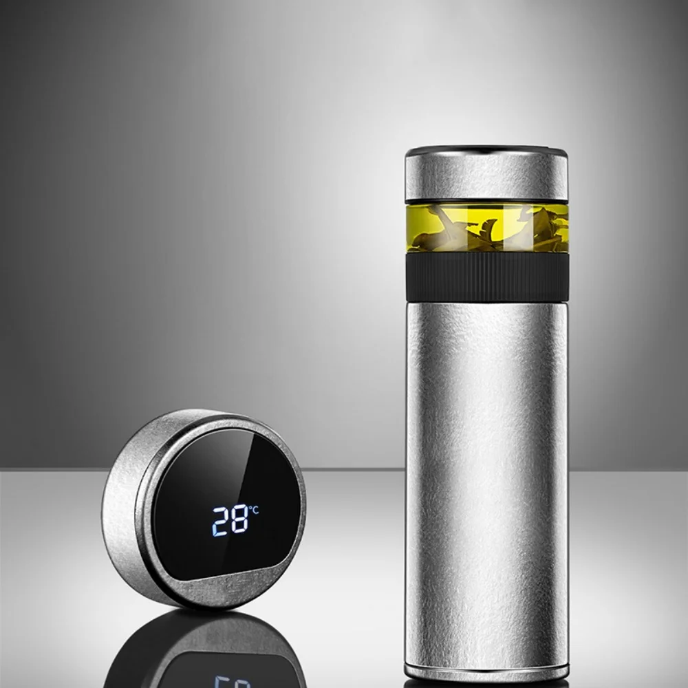 

Титановый термос для чая и воды с отдельным заварочным устройством для чая, умный светодиодный дисплей температуры, титановая бутылка для воды, чайная посуда, 520 мл