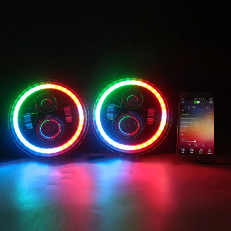 Motorefit Custom Faros Led Para Autos 7 &quotСветодиодная фара Magic RGB Halo Фара для Jeep Wrangler