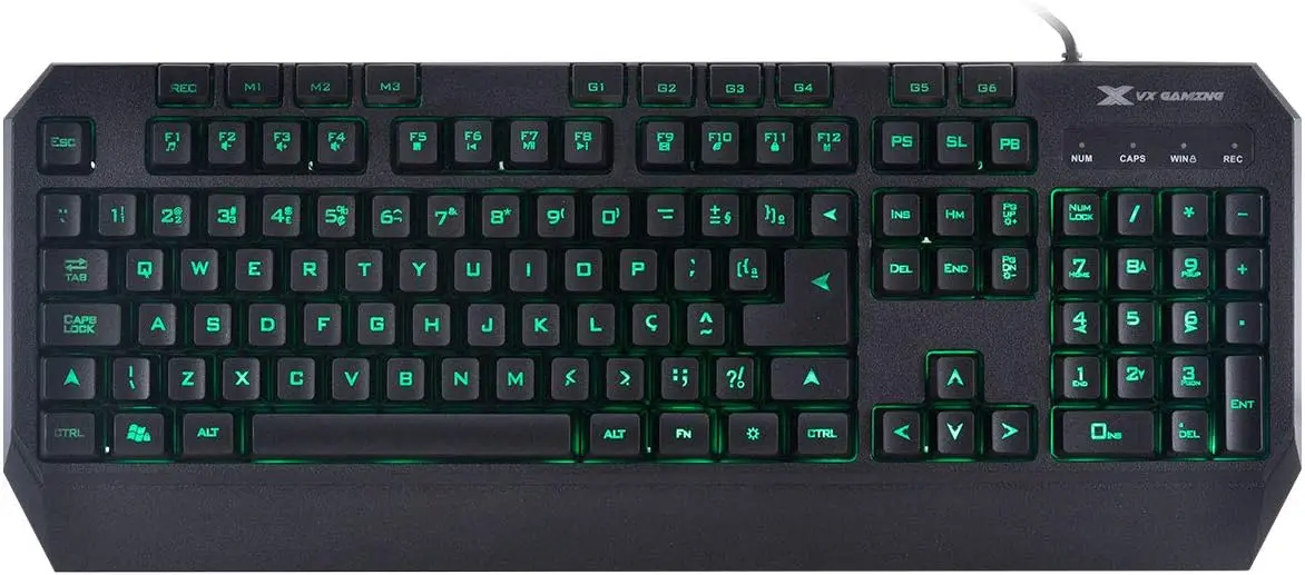 

2023 USB GAMER DRACO COM MACROS MULTIMIDIA LED 3 CORES CABO 1.8 METROS ABNT2 PRETO - GT400 - teclado mecanino