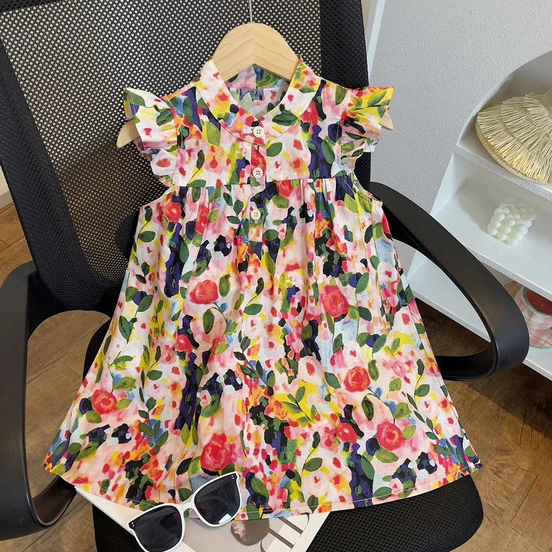 Платье для девочек Jardin Monet летнее модное платье принцессы без рукавов с цветочным