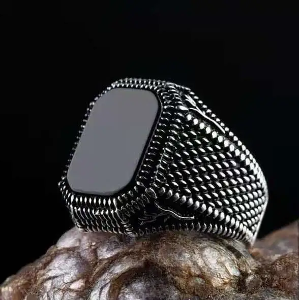 

Punkboy Vintage Shaped Geometric Oval Black Glossy Men's Ring For Anniversary Party Wedding Male Rings Jewelry Accessories 6-14