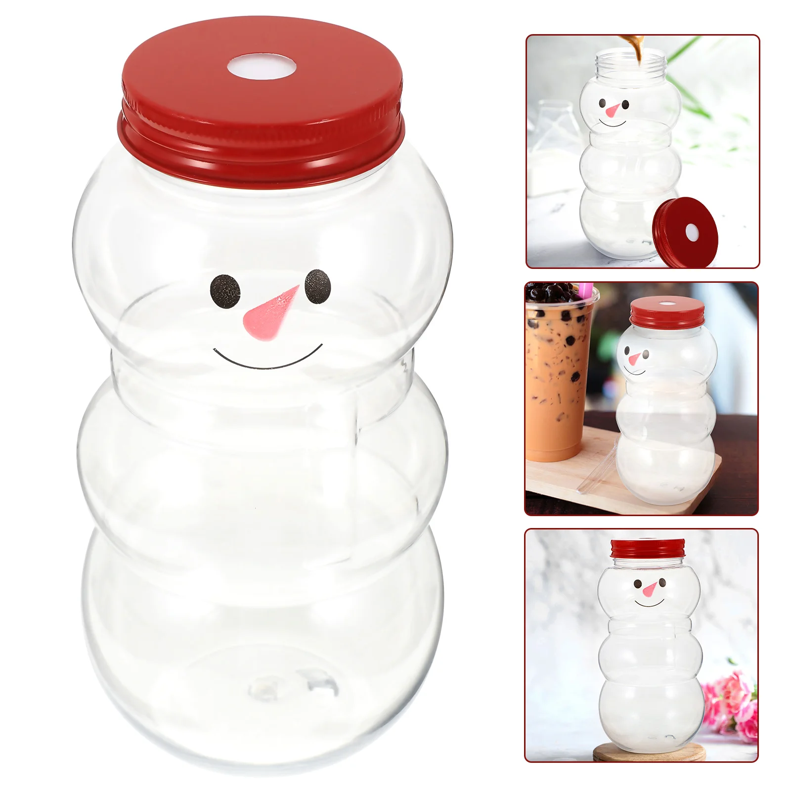 

Snowman Plastic Bottle Christmas Drink Transparent Water Party Wrapping Bottles