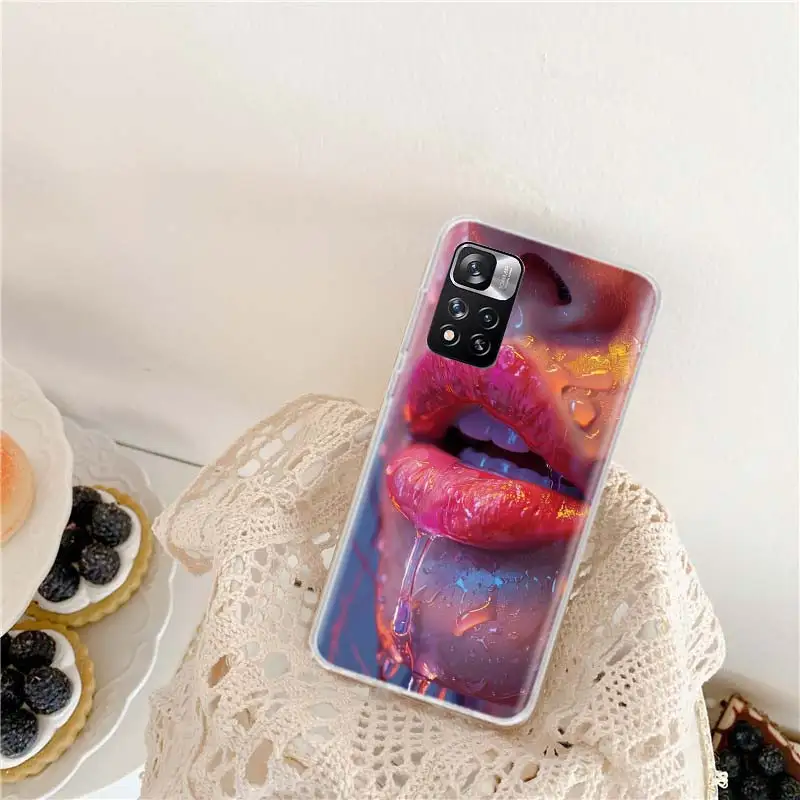 Чехол для телефона Passionate Sexy Fiery Red Lips Xiaomi Redmi Note 13 Pro+ 5G 10 10A 10C 12 12C 9 9A 9C 9T 8 8A 7 7A 6 K60 K70 Pr