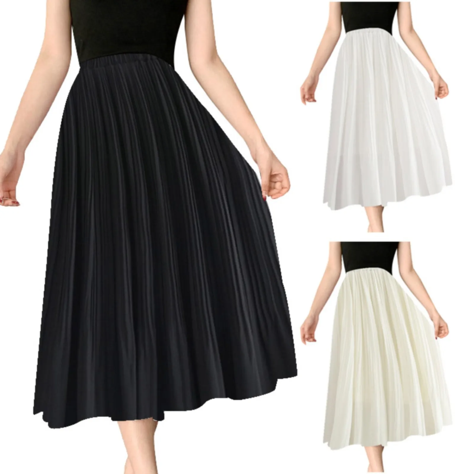 

Женская шифоновая юбка средней длины, юбка-трапеция с завышенной талией и большим подолом, Женская юбка