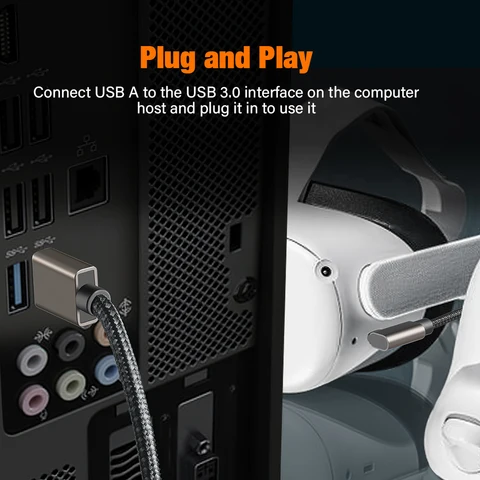 Кабель для очков виртуальной реальности VR USB A to Type C 5M для Oculus Quest 2 Quest2 Link Игровые аксессуары Гарнитура Шлем Игровые Ocukus