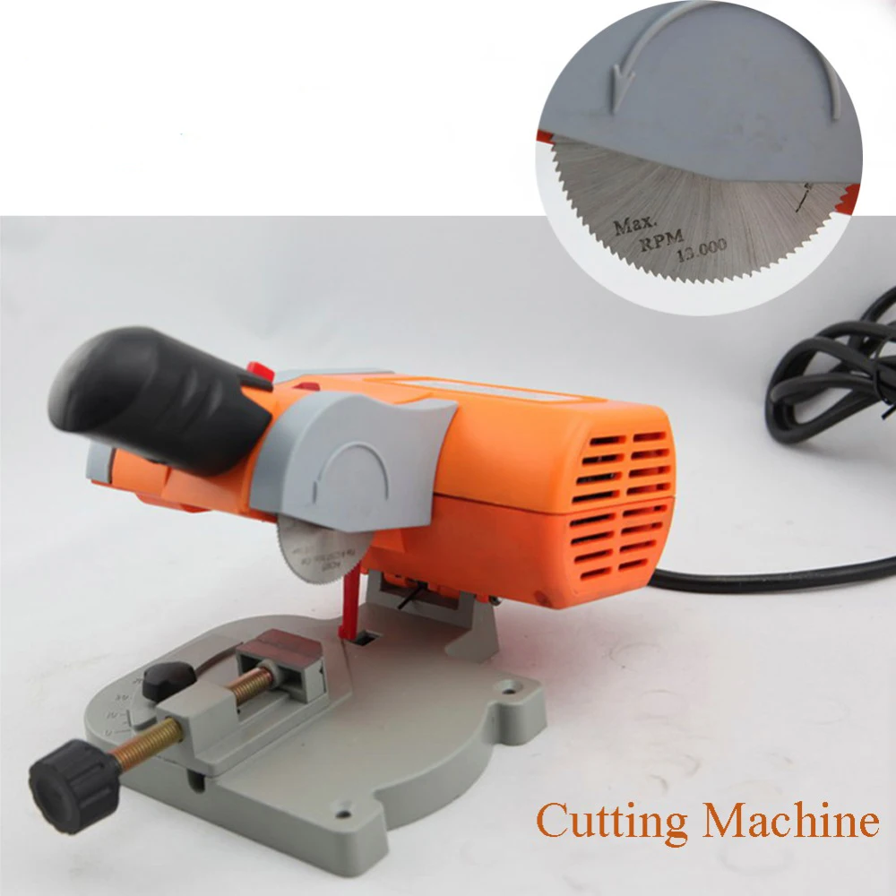 

220V Table Cutting Machine Bench Mini Cut-off 0-45 Miter Saw Steel Blade 3/8" For cutting Metal Wood Plastic