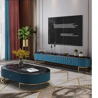 post modern light luxury marble tv cabinet modern living room stainless steel tea table tv cabinet combination light luxury furn