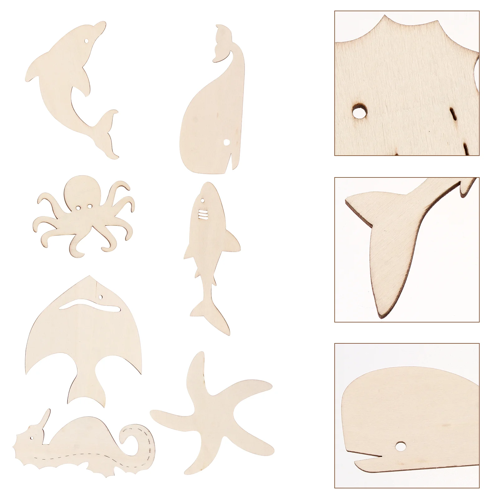 28 шт. животные каракули морские деревянные чипсы незавершенные вырезы ремесла