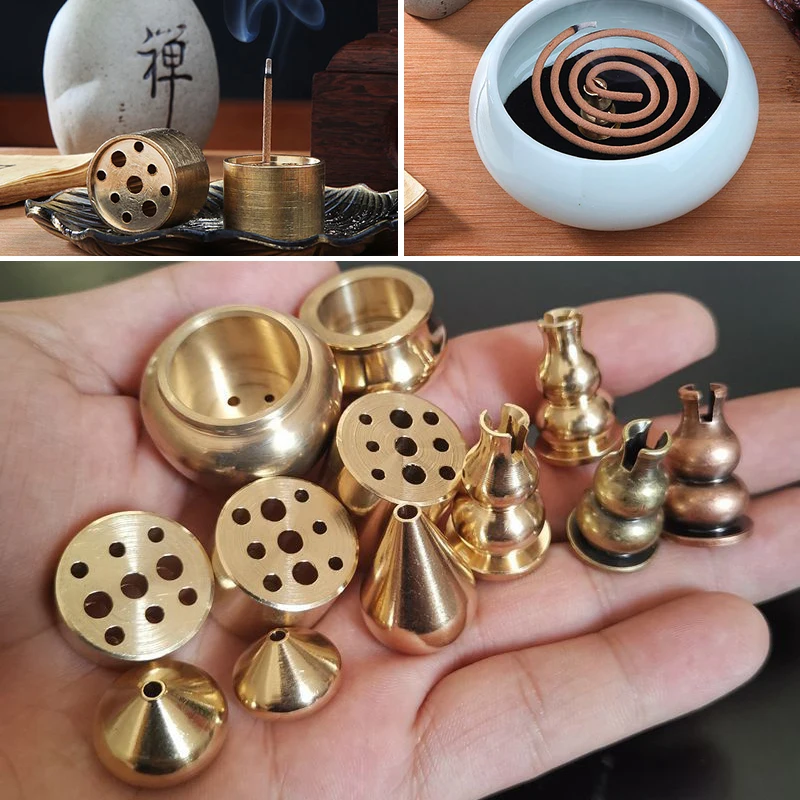 

1pc Portable Incense Plate Mine-hole Incense Holder Water Drop Shape Brass Incense Burner Teahouse Zen Buddhist Supplies Incense
