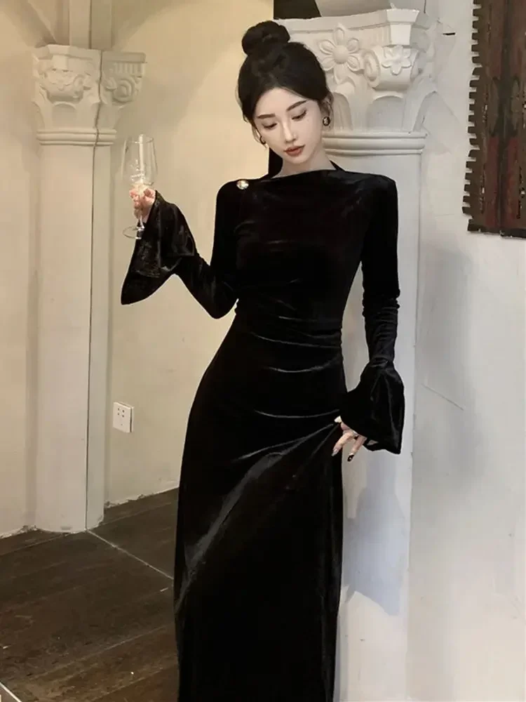 Обручальное платье для женщин и дочерей с облегающим кроем бедрами бархатное