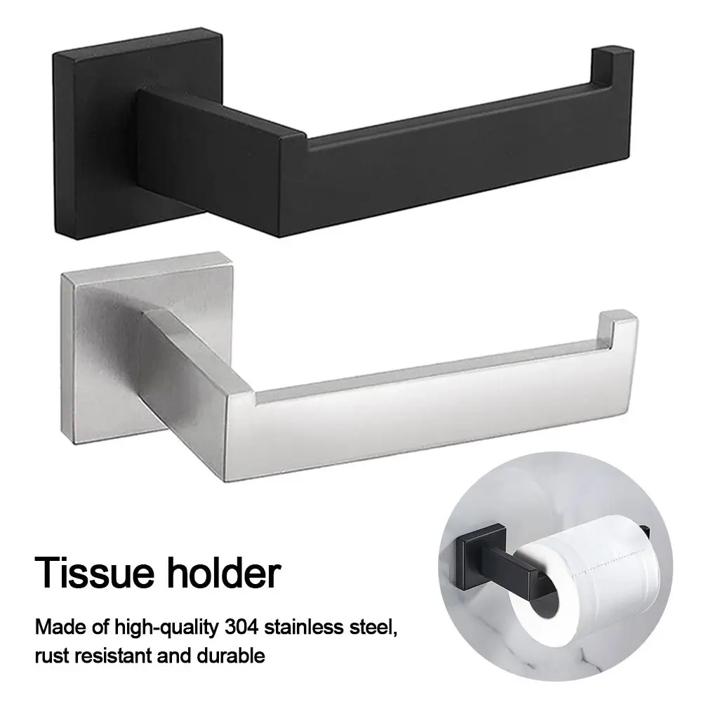

Square Toilet Paper Holder Fashion Wall Mount Stainless Steel Paper Roll Rack Toilet Paper Shelf Bathroom Kitchen Accessories