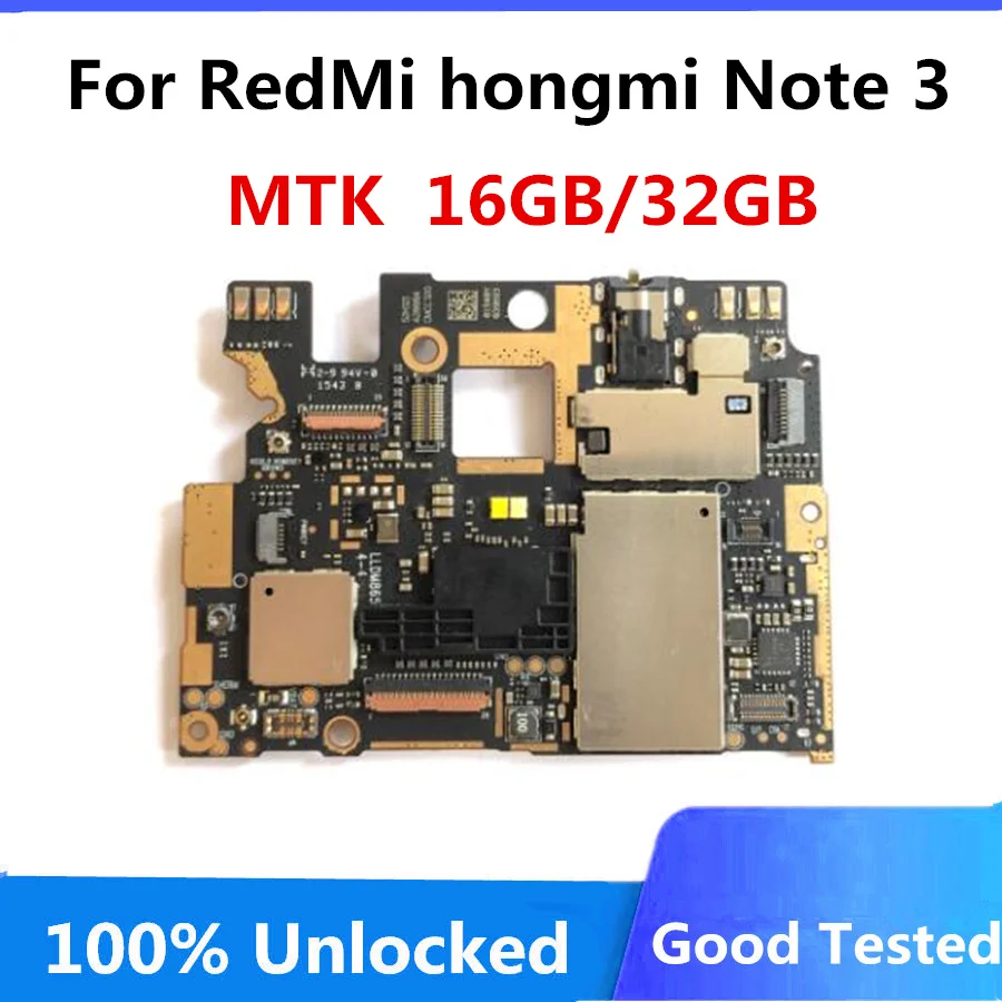 Оригинальная разблокированная плата логики для Xiaomi Redmi Hongmi Note 3 с полной набором чипов основная плата.