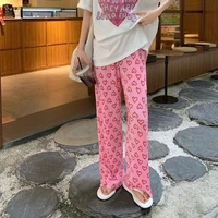 pink love pants for women draping effect summer mop wide leg pants 2022 new high waist loose straight casual pants woman pants