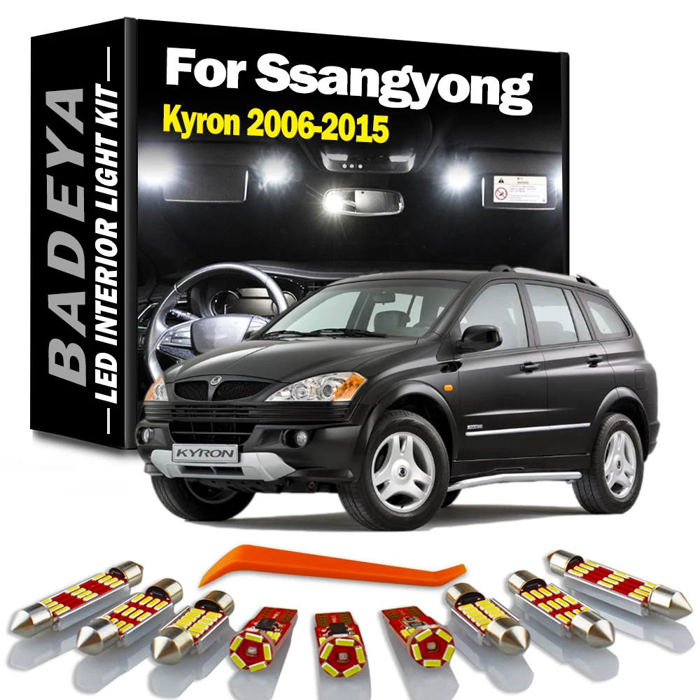

BADEYA 10Pcs Canbus No Error Vehicle Lamp LED Interior Map Dome Light Kit For Ssangyong Kyron 2006-2013 2014 2015 Car Led Bulbs