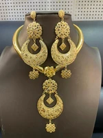 dubai nigeria jewelry set new exaggerated large golden earrings and necklace set african fashion wedding jewelry
