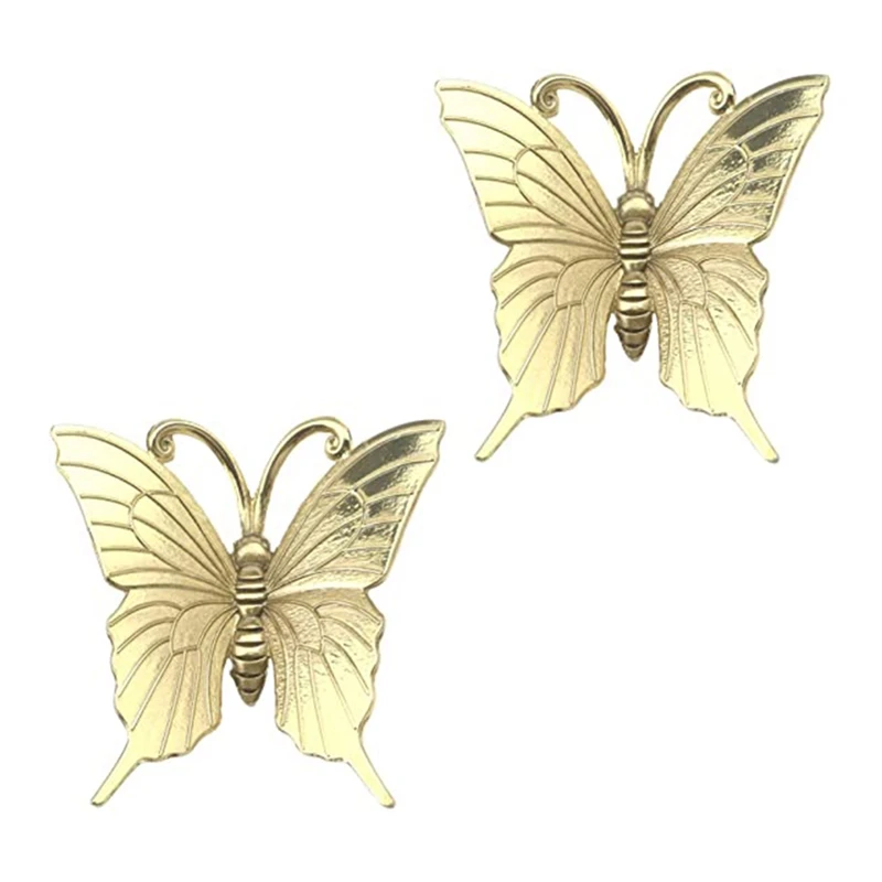 

HOT-2Pcs Brass Drawer Handle Butterfly Design Cabinet Dreeser Wardrobe Bedside Table Bathroom Handle Decor