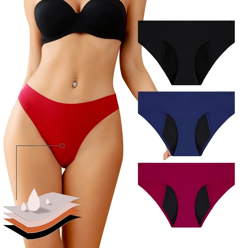 

Поглощающие менструальные трусики, 4-слойное непротекающее нижнее белье для критических дней, хлопковые трусики с тяжелым потоком, трусики-...
