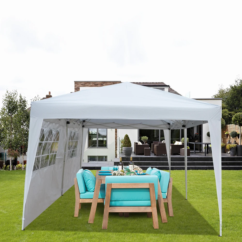 

3x6m White Gazebos Two Windows Practical Waterproof Folding Tent Outdoor Oxford Steel Camping Garden Awning Party Shelter White